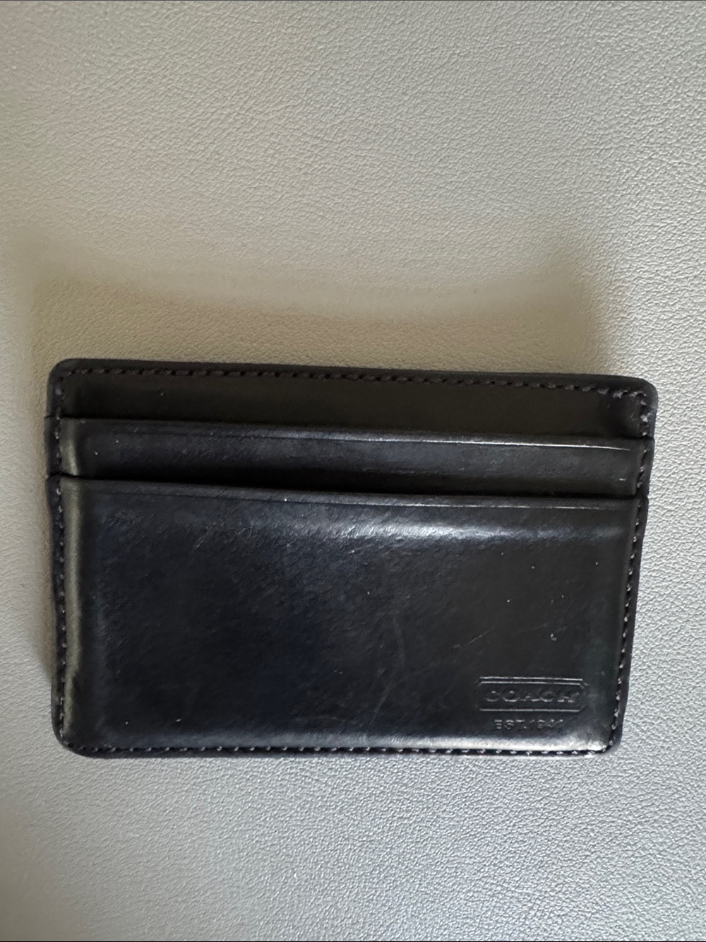 Coach Black Leather Slim Card Wallet